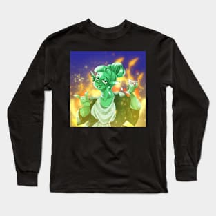 Green nymph at party fire Long Sleeve T-Shirt